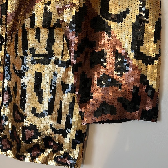 Vintage 1980’s Sequined Leopard Blazer French Collizioni Size L - Picture 3 of 12